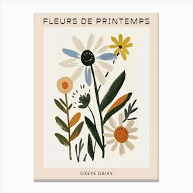 Spring Floral French Poster  Oxeye Daisy 1 Canvas Print