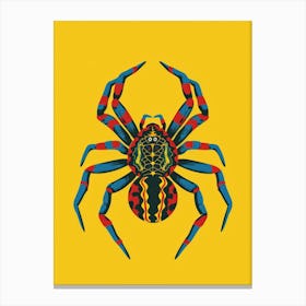 Spider On Yellow Background Canvas Print