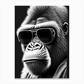 Angry Gorilla Gorillas Pencil Sketch 2 Canvas Print