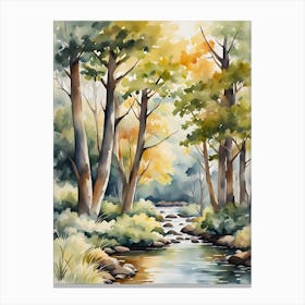 Watercolor Of A Stream 4 Canvas Print