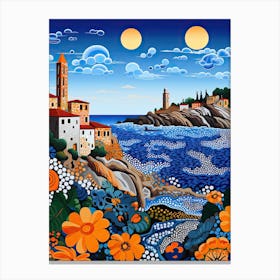 Civitavecchia, Italy, Illustration In The Style Of Pop Art 2 Canvas Print