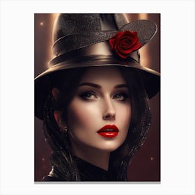 Gothic Girl In Hat Canvas Print