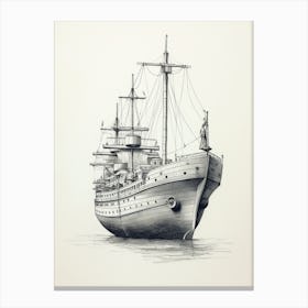 Titanic Ship Simple Pencil Drawing 1 Canvas Print