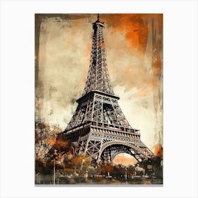 Eiffel Tower Paris France Sketch Drawing Style 4 Canvas Print