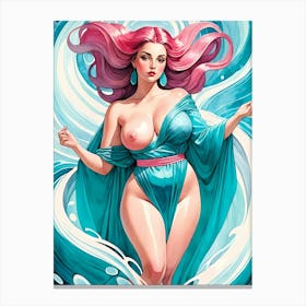 Portrait Of A Curvy Woman Wearing A Sexy Costume (14) Canvas Print
