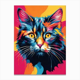 Colorful Cat Painting Canvas Print