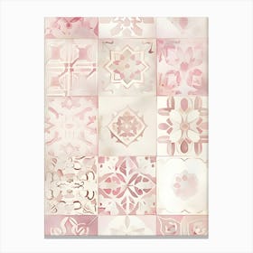 Pink And White Tile Canvas Print