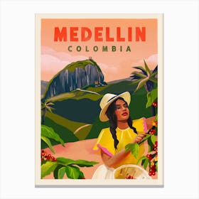Travel Poster Medellin Colombia Canvas Print