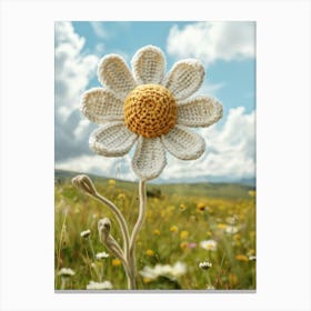 Daisies Knitted In Crochet 7 Canvas Print