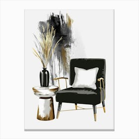 Black And Gold Living Room 3 Canvas Print