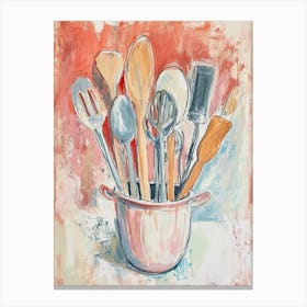 Kitsch Kitchen Utensils Painting 1 Canvas Print