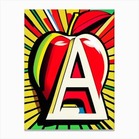 A   Apple, Letter, Alphabet Comic 1 Canvas Print