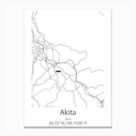 Akita,Japan Minimalist Map Canvas Print