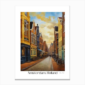 Amsterdam. Holland. beauty City . Colorful buildings. Simplicity of life. Stone paved roads.11 Canvas Print