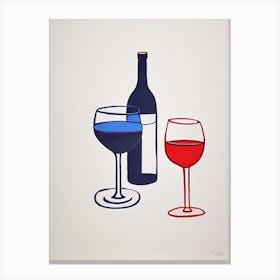 Cinsault Rosé Picasso Line Drawing Cocktail Poster Canvas Print
