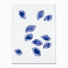 Navy Abstract Scattered Leaves Silhouette Canvas Print