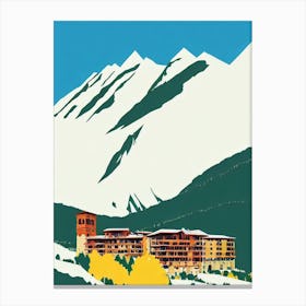 La Thuile, Italy Midcentury Vintage Skiing Poster Canvas Print