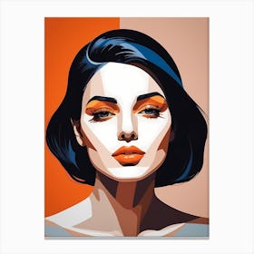 Pop Art Woman Portrait Abstract Geometric Art (49) Canvas Print