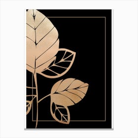 Gold Leaf on Black 10 Canvas Print