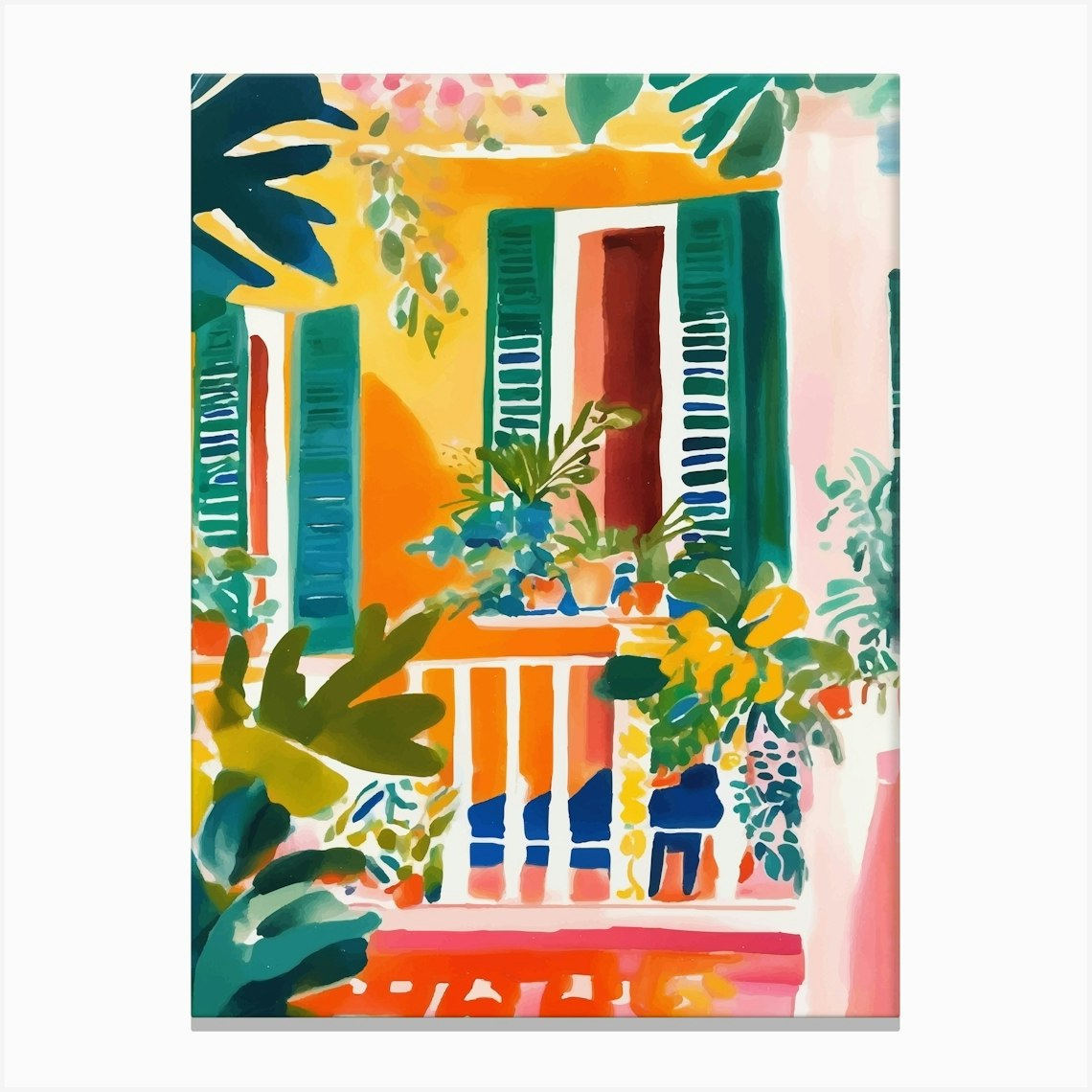 Colorful balcony with plants Canvas Print by Palmito