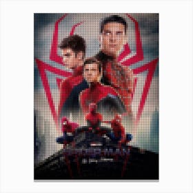 Spiderman Multiverse Spiderman No Way Home (Tom Holland) In A Pixel Dots Art Style Canvas Print