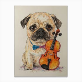 Pug With Violin 1 Canvas Print