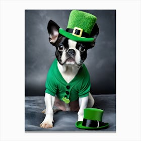 St Patrick'S Day Boston Terrier 12 Canvas Print