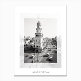 Poster Of Karachi, Pakistan, Black And White Old Photo 3 Canvas Print