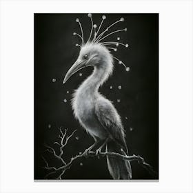 Bird On A Branch, minimalism, bird on a black background, drawing with small dots, mathematical art, flashes [RossDraws | Nicoletta Ceccoli | Frank Cadogan Cowper | Andy Kehoe], black and Gold cgsociety, epic, trending on artstation, author: Artgerm, Canvas Print