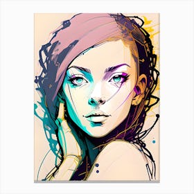 Abstract Portrait Of A Beautiful Girl Canvas Print
