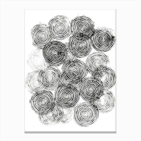 Radial Block Print In White And Black Canvas Print