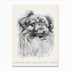 Pekingese Dog Line Sketch 1 Poster Canvas Print