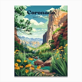 Coronado National Forest Arizona Mountain Digital Travel Illustration Canvas Print