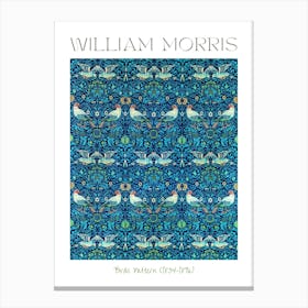 William Morris Birds Pattern HD Remastered Vibrant Labelled Poster Print Cotton Exhibition Perfect for a Feature Wall Canvas Print