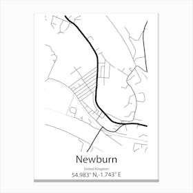 Newburn,United Kingdom Minimalist Map Canvas Print