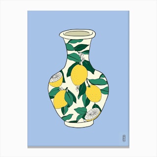 Limon Vase Blue Canvas Print