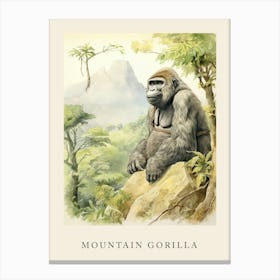Beatrix Potter Inspired  Animal Watercolour Mountain Gorilla 3 Canvas Print
