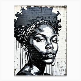Vintage Graffiti Mural Of Beautiful Black Woman 141 Canvas Print
