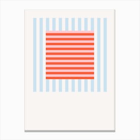Stripes Pattern Poster Blue & Red Canvas Print