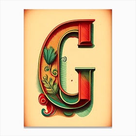 G, Letter, Alphabet Vintage Sketch 1 Canvas Print