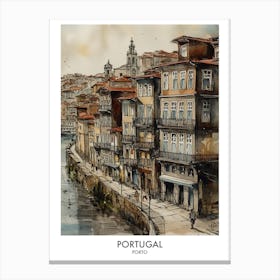 Porto, Portugal 1 Watercolor Travel Poster Canvas Print