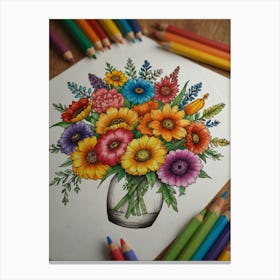 Flower Bouquet Coloring Page Canvas Print