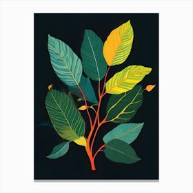 Leaves On Black Background Canvas Print