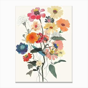 Zinnia 1 Collage Flower Bouquet Canvas Print