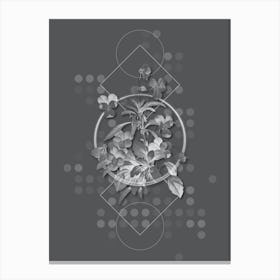 Vintage Johnny Jump Up Botanical with Line Motif and Dot Pattern in Ghost Gray Canvas Print