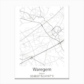 Waregem,Belgium Minimalist Map Canvas Print