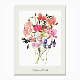 Bleeding Heart 2 Collage Flower Bouquet Poster Canvas Print