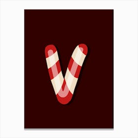 Candy Cane Christmas Letters Living Room Holiday Display 22 Canvas Print