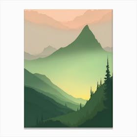 Misty Mountains Vertical Composition In Green Tone 156 Canvas Print