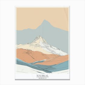 Toubkal Morocco Color Line Drawing 3 Poster Canvas Print